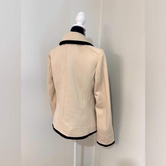 J Crew Cream & Navy Nello Gori Wool Peacoat Size 6 - Picture 6 of 10